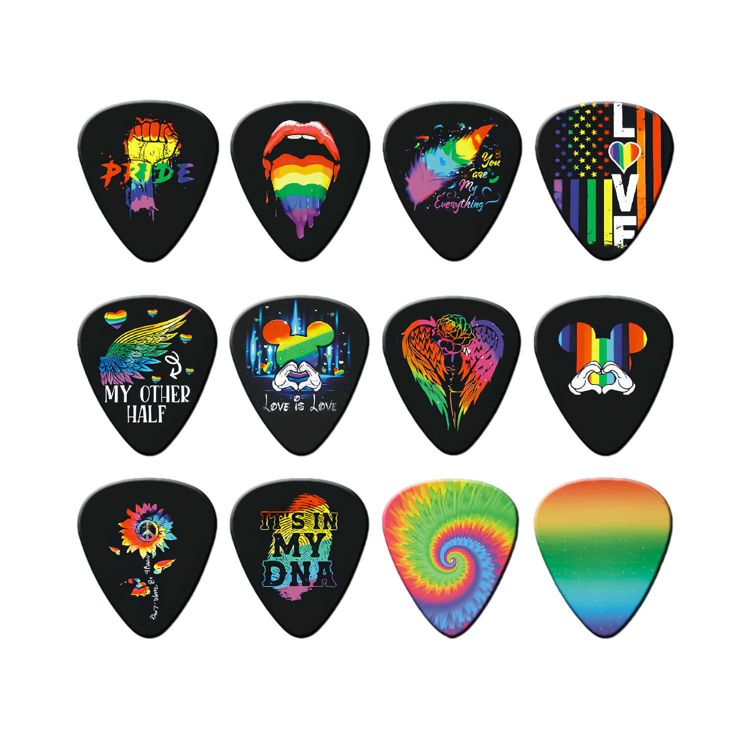 Electric Guitar Pick Pack - 12 Pieces Guitar Picks 0.46mm 0.71mm
