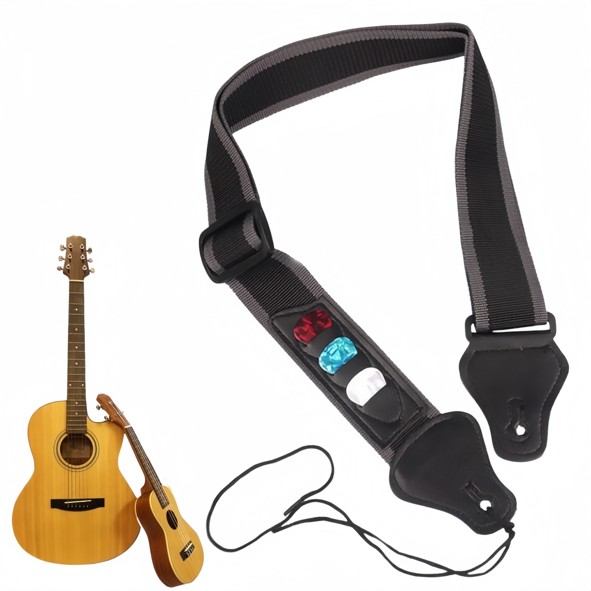 Electric Guitar Pick Pack - Miwayer PU Leather Guitar Strap, Adjustable