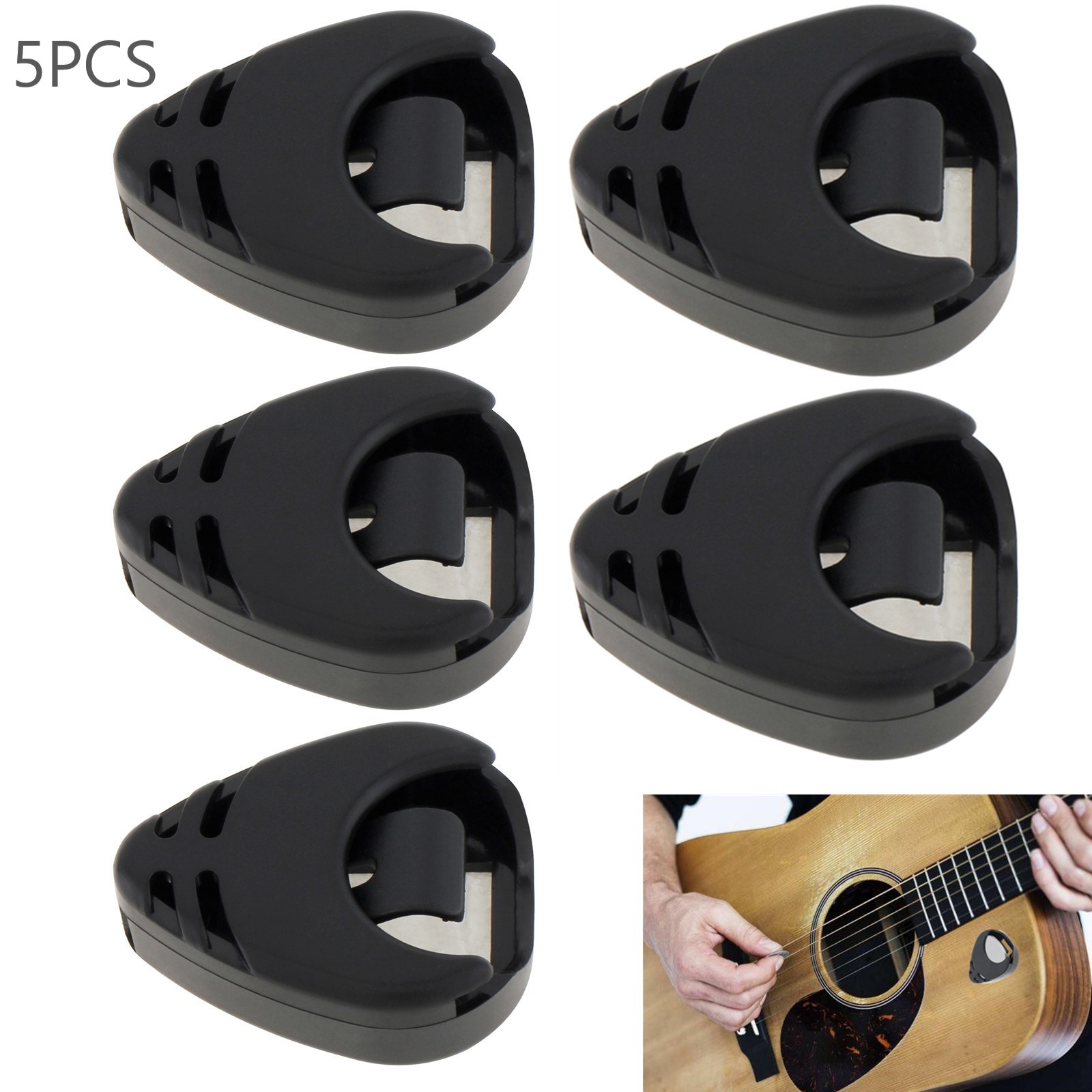 Electric Guitar Pick Pack - 5pcs Guitar Picks Holder Plastic Stick-on