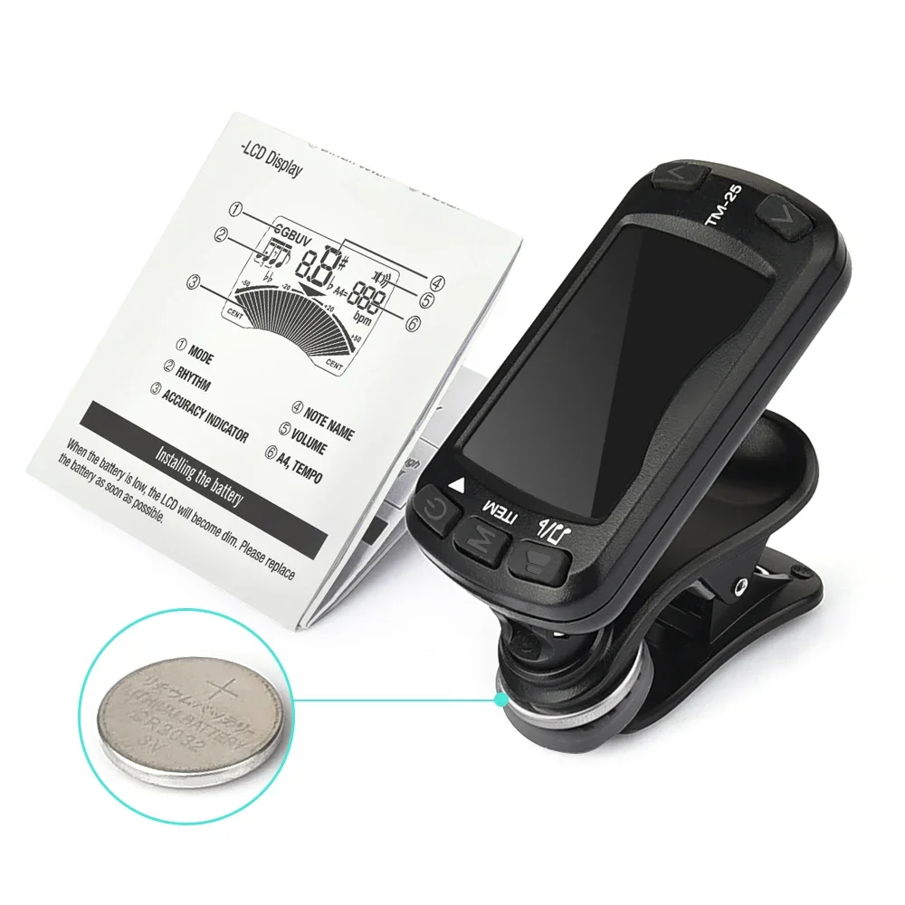 Guitar Tuner Clip - Compact 3-In-1 Tuner for Travel -