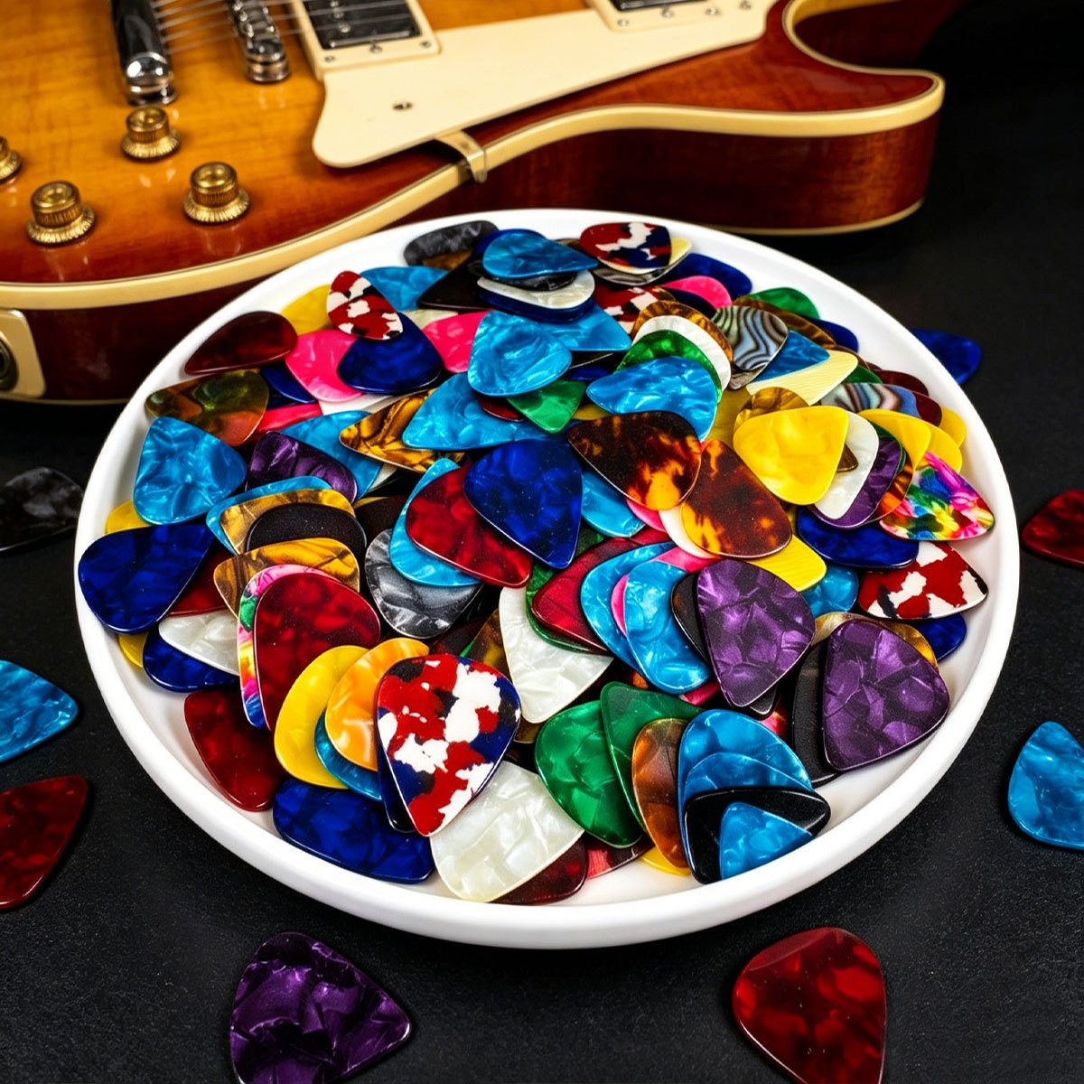 Electric Guitar Pick Pack - 81Pcs 0.46mm Celluloid Guitar Picks, Standard