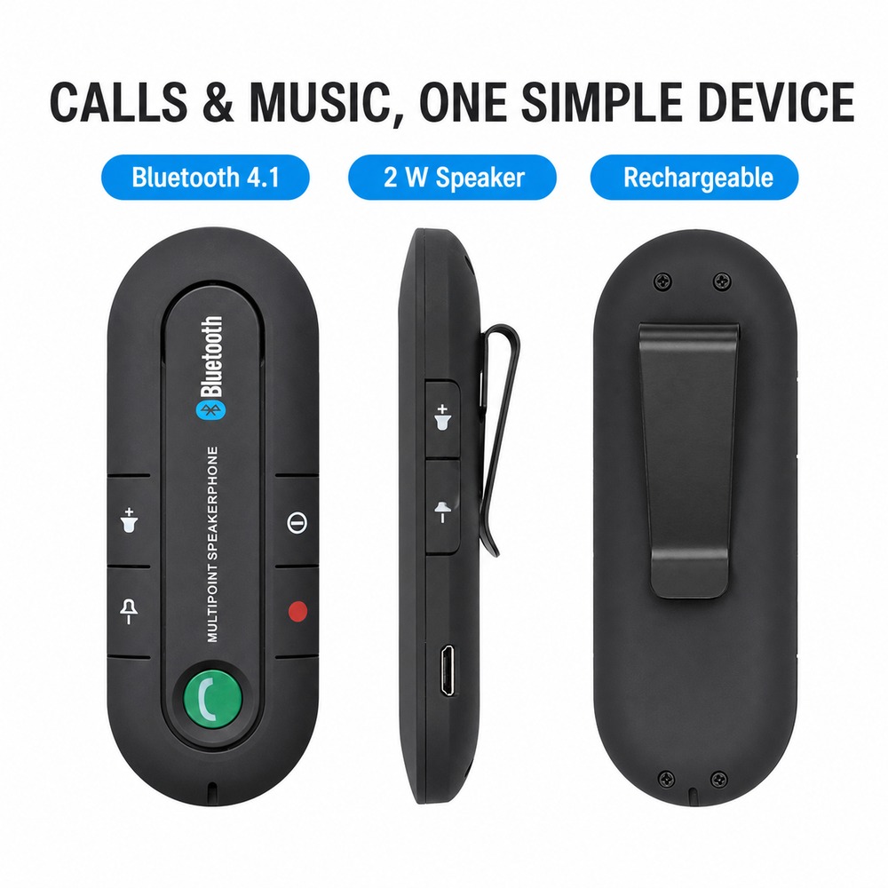 Audio Music Car - Bluetooth 4.1 Car Speakerphone Visor Clip