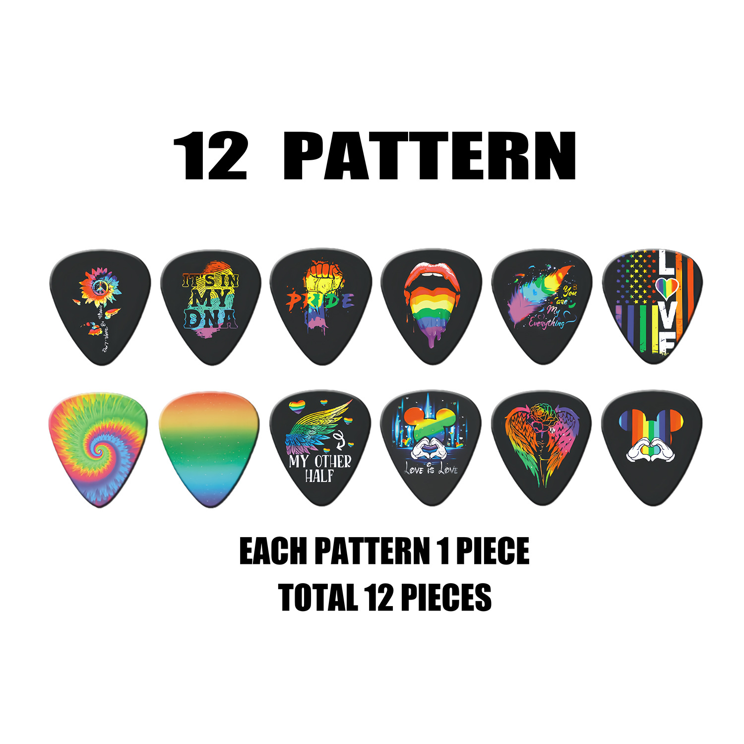 12 Pieces Guitar Picks 0.46mm  - Electric Guitar Pick Pack 评论和价格