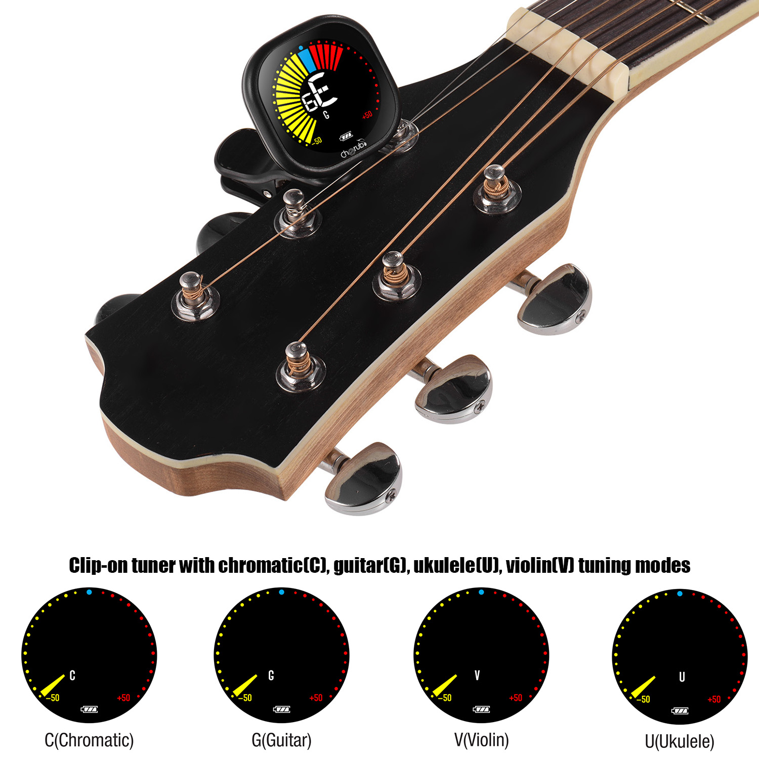 Cherub WST-670 Rechargeable Cl - Guitar Tuner Clip 评论和价格