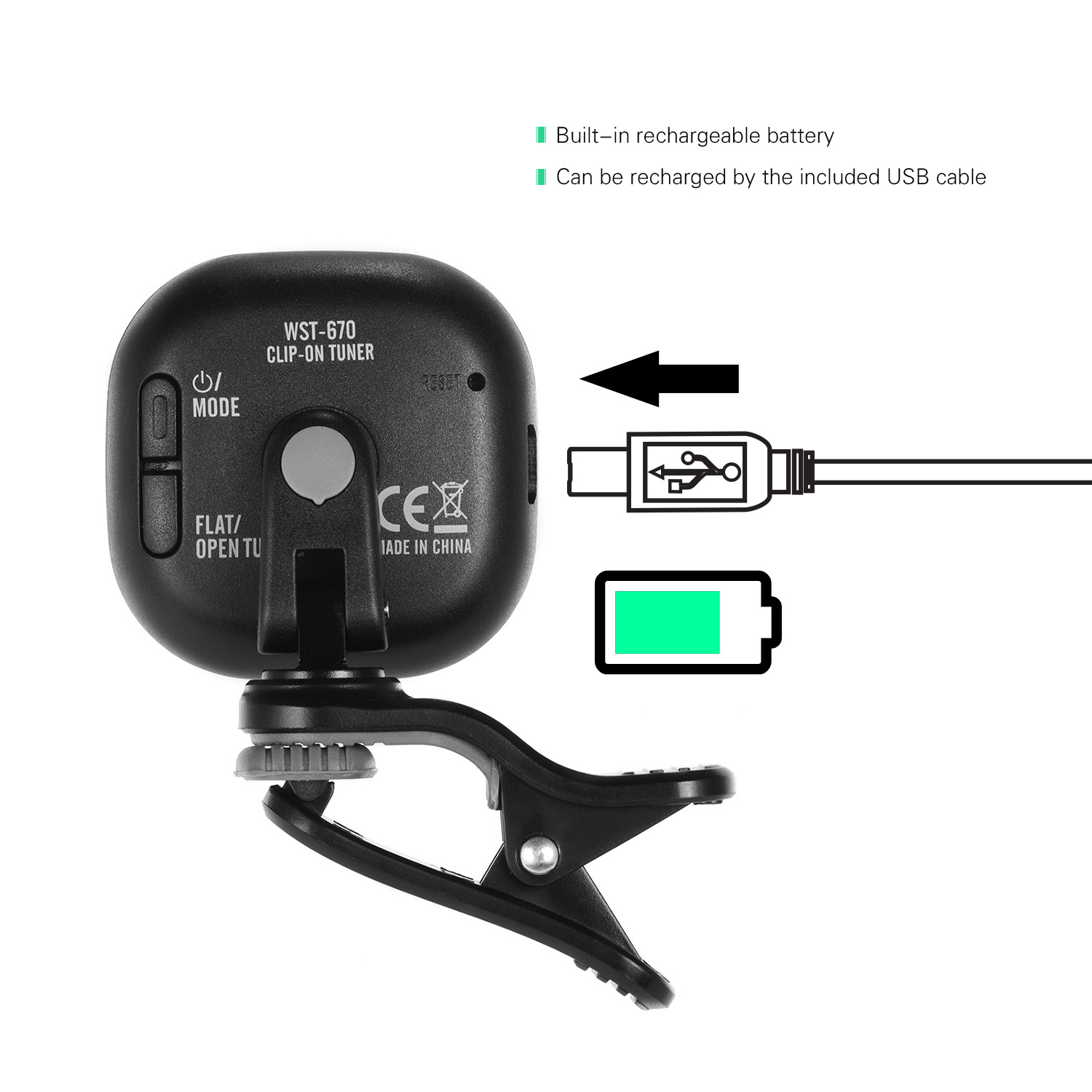 Cherub WST-670 Rechargeable Cl - Guitar Tuner Clip 评论和价格