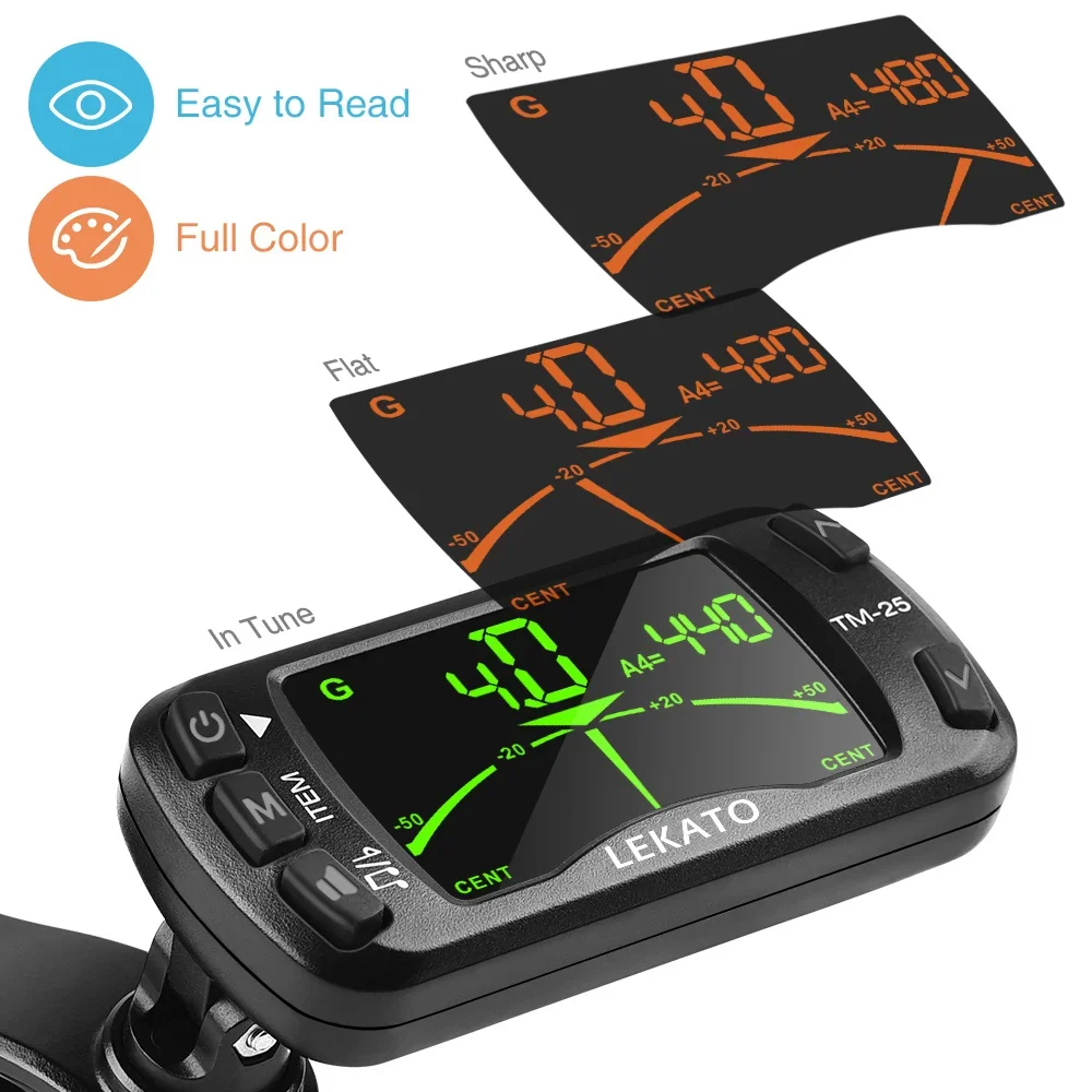 Compact 3-In-1 Tuner for Trave - Guitar Tuner Clip 评论和价格