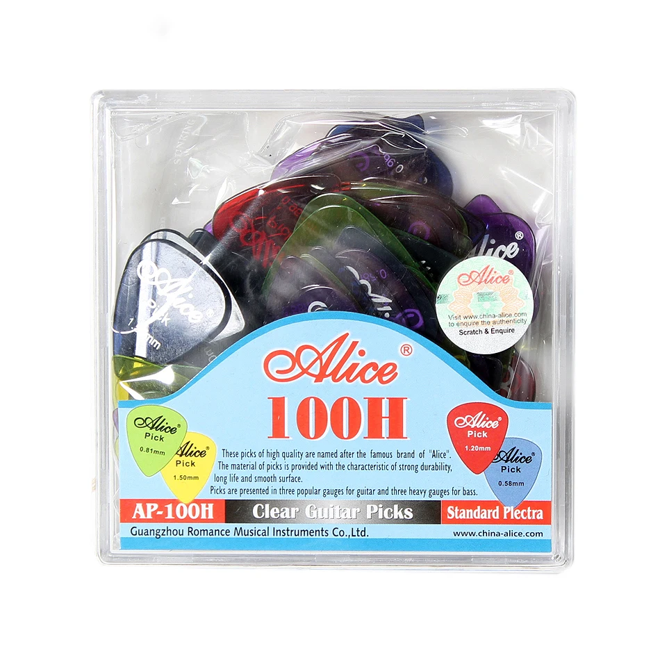 Alice AP-100H 100Pcs/Set Clear - Electric Guitar Pick Pack 评论和价格